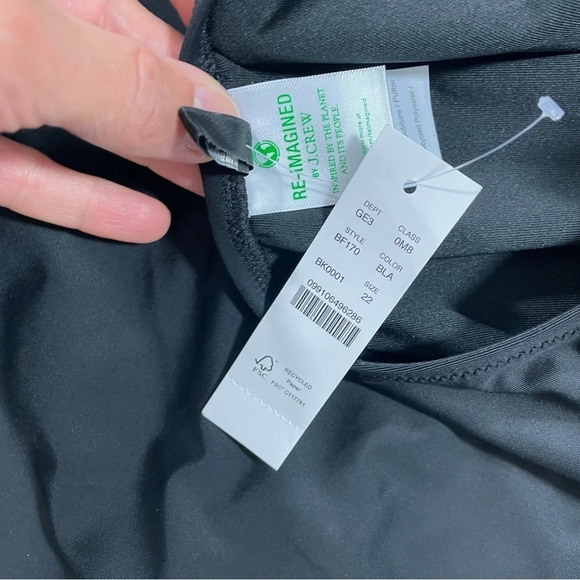 New J Crew Bow One Shoulder One Piece Swimsuit Black Size 22 - Picture 6 of 8